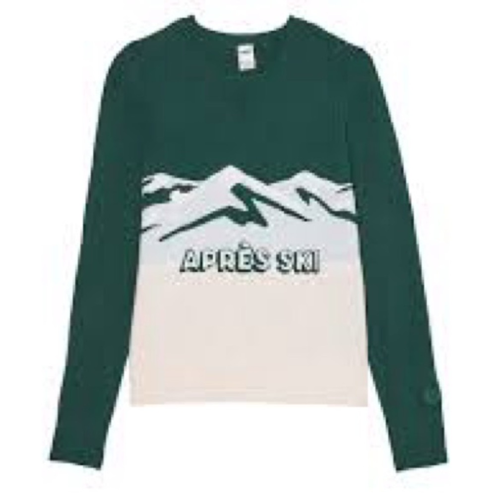 PINK Victoria's Secret Green and Cream Ski Sweater - Picture 2 of 4
